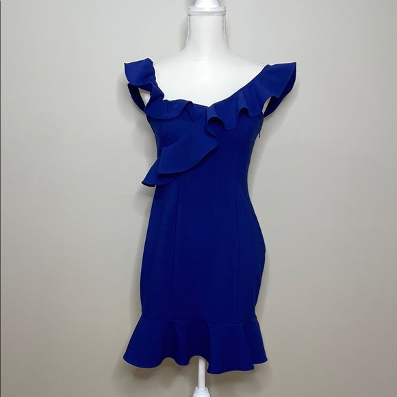 Likely Elegant Blue Off-Shoulder Dress Size 8 - Picture 5 of 10